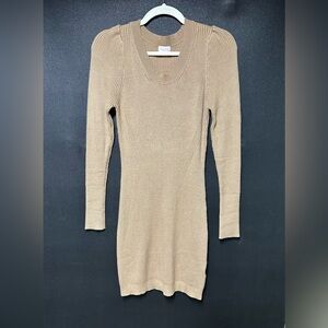 Pink Lily Tan Long Sleeve Knit Dress